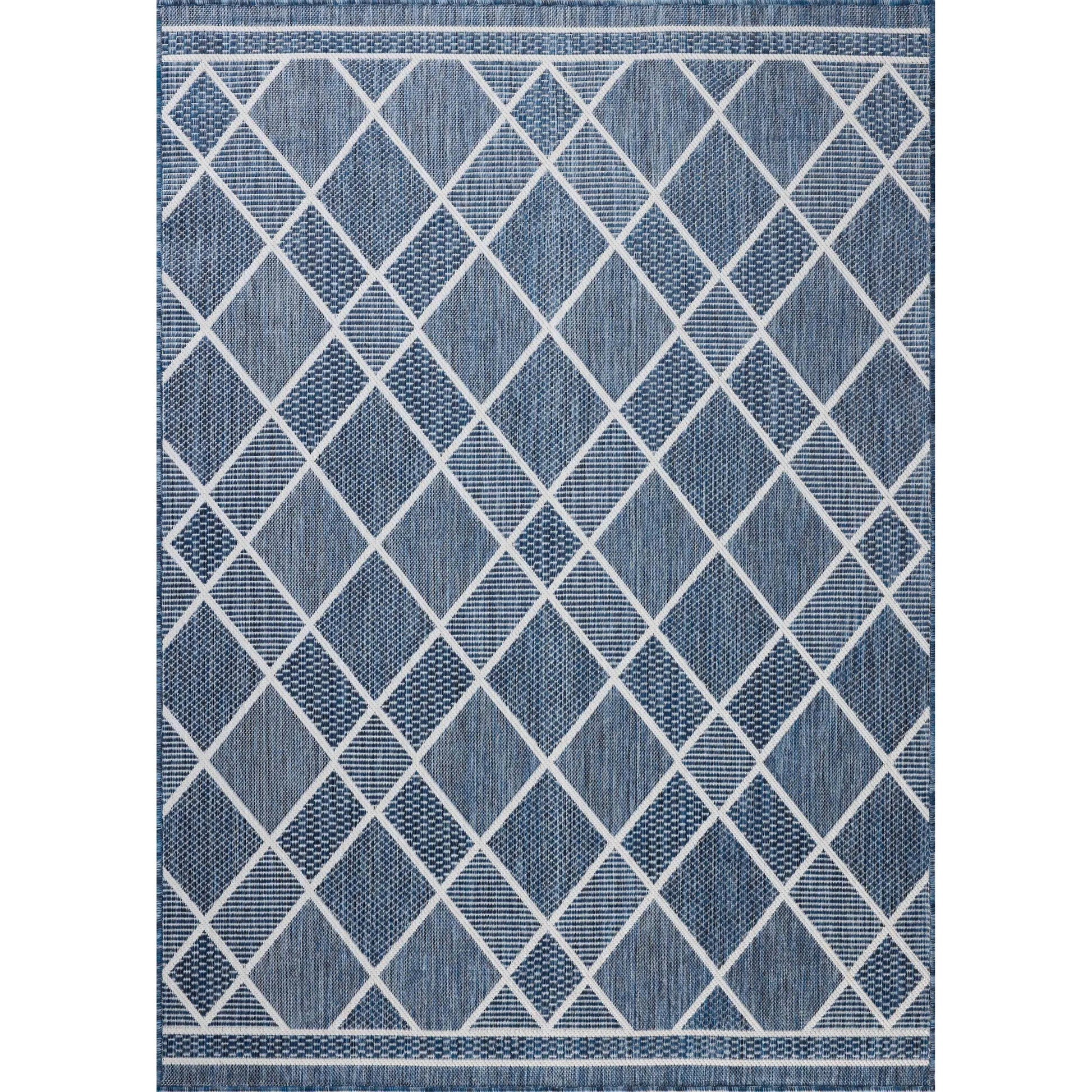 Easton ESN-08 Outdoor Rug by Loloi in ivory, denim. Made from 100% polypropylene in a unique style.