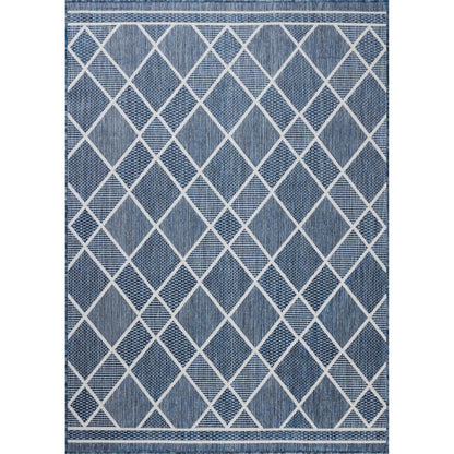 Easton ESN-08 Outdoor Rug by Loloi in ivory, denim. Made from 100% polypropylene in a unique style.