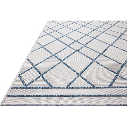 Easton ESN-08 Outdoor Rug by Loloi in ivory, denim. Made from 100% polypropylene in a unique style.