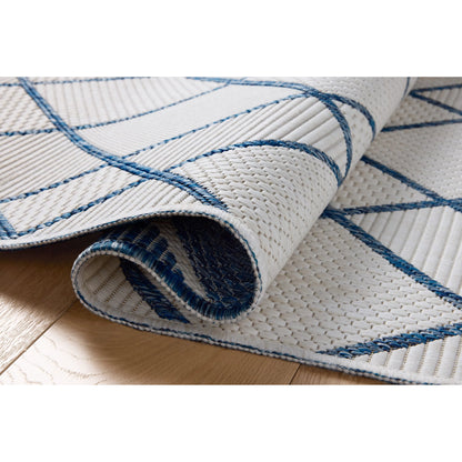 Easton ESN-08 Outdoor Rug by Loloi in ivory, denim. Made from 100% polypropylene in a unique style.