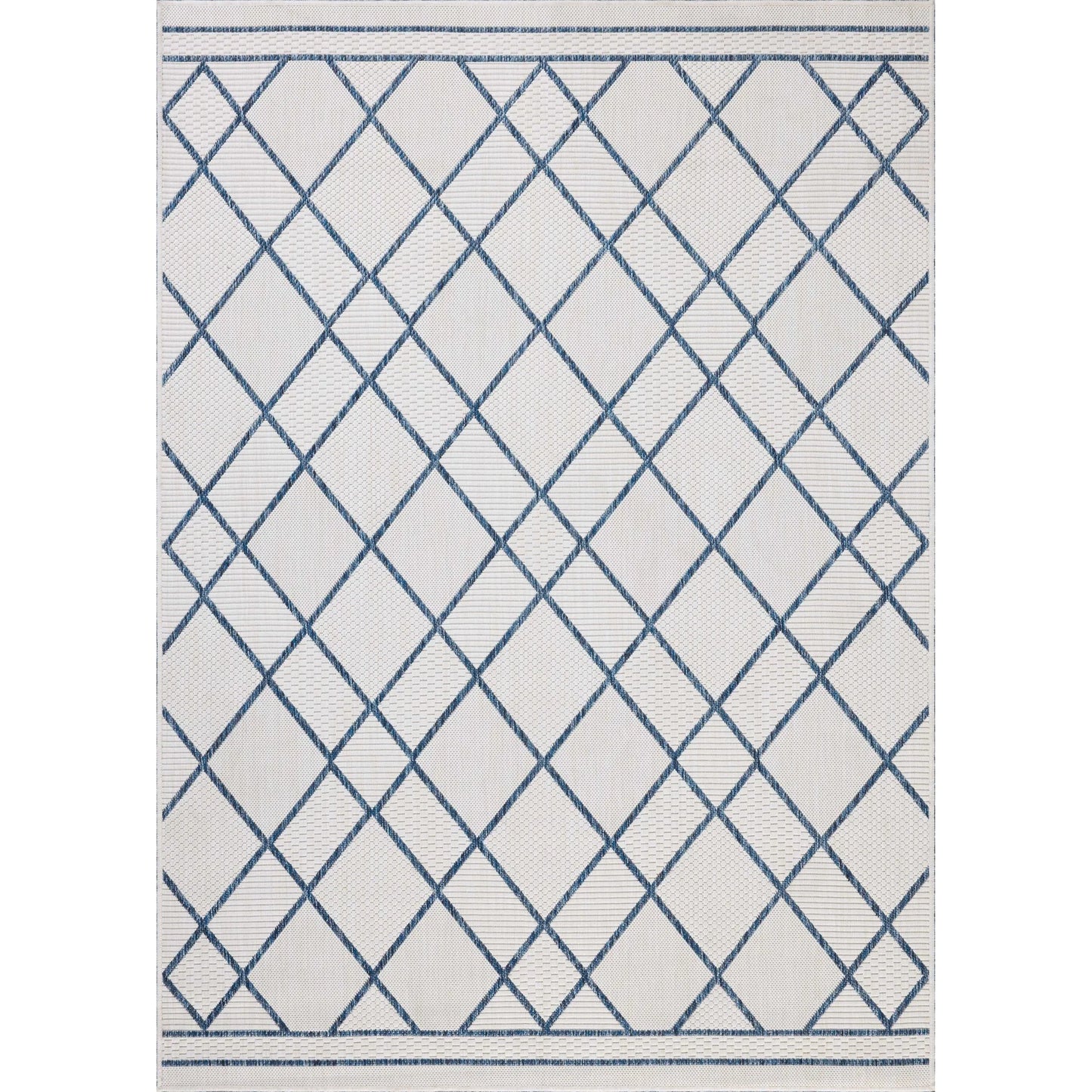 001 SI-2332303,SI-2332304,SI-2332305,SI-2332306,SI-2332307,SI-2332308,SI-2332309 | Primary Silo | Easton ESN-08 Outdoor Rug by Loloi in ivory, denim. Made from 100% polypropylene in a unique style.