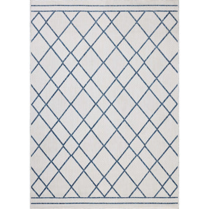 Easton ESN-08 Outdoor Rug by Loloi in ivory, denim. Made from 100% polypropylene in a unique style.
