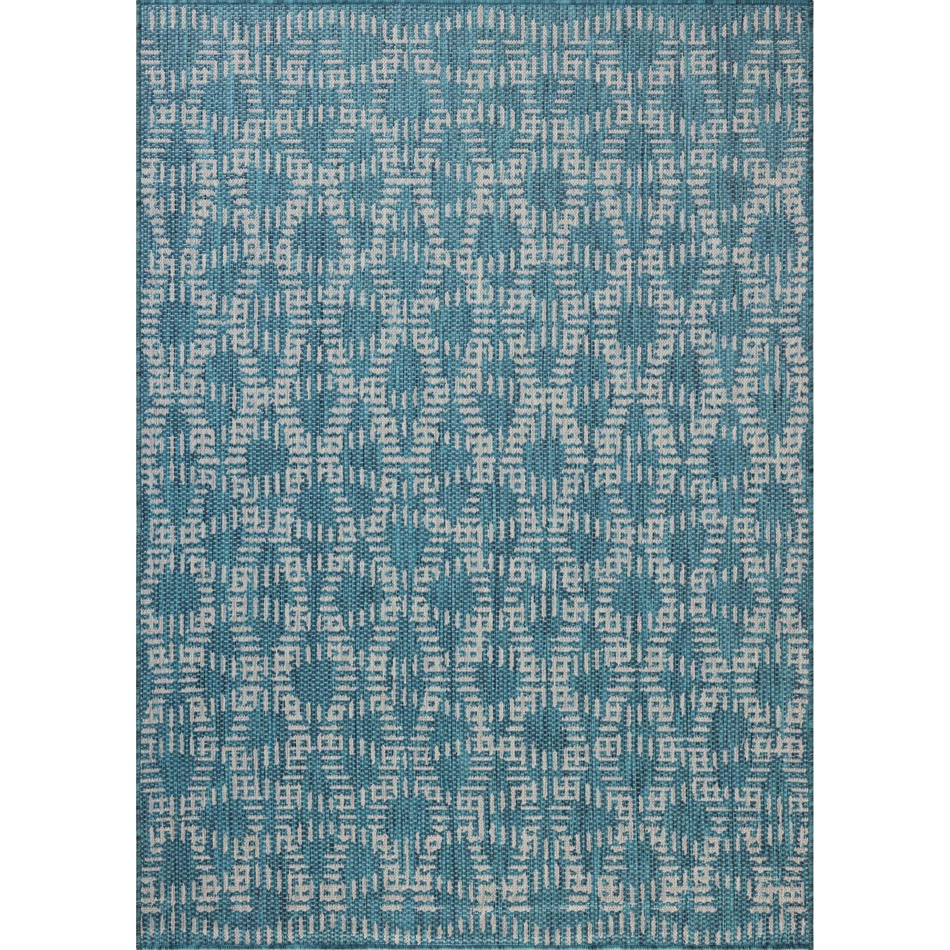 Easton ESN-10 Outdoor Rug by Loloi in fog, teal. Made from 100% polypropylene in a unique style.