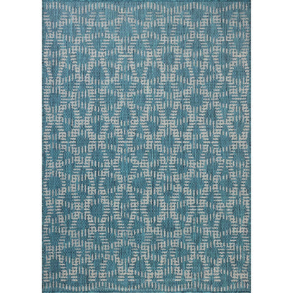 Easton ESN-10 Outdoor Rug by Loloi in fog, teal. Made from 100% polypropylene in a unique style.