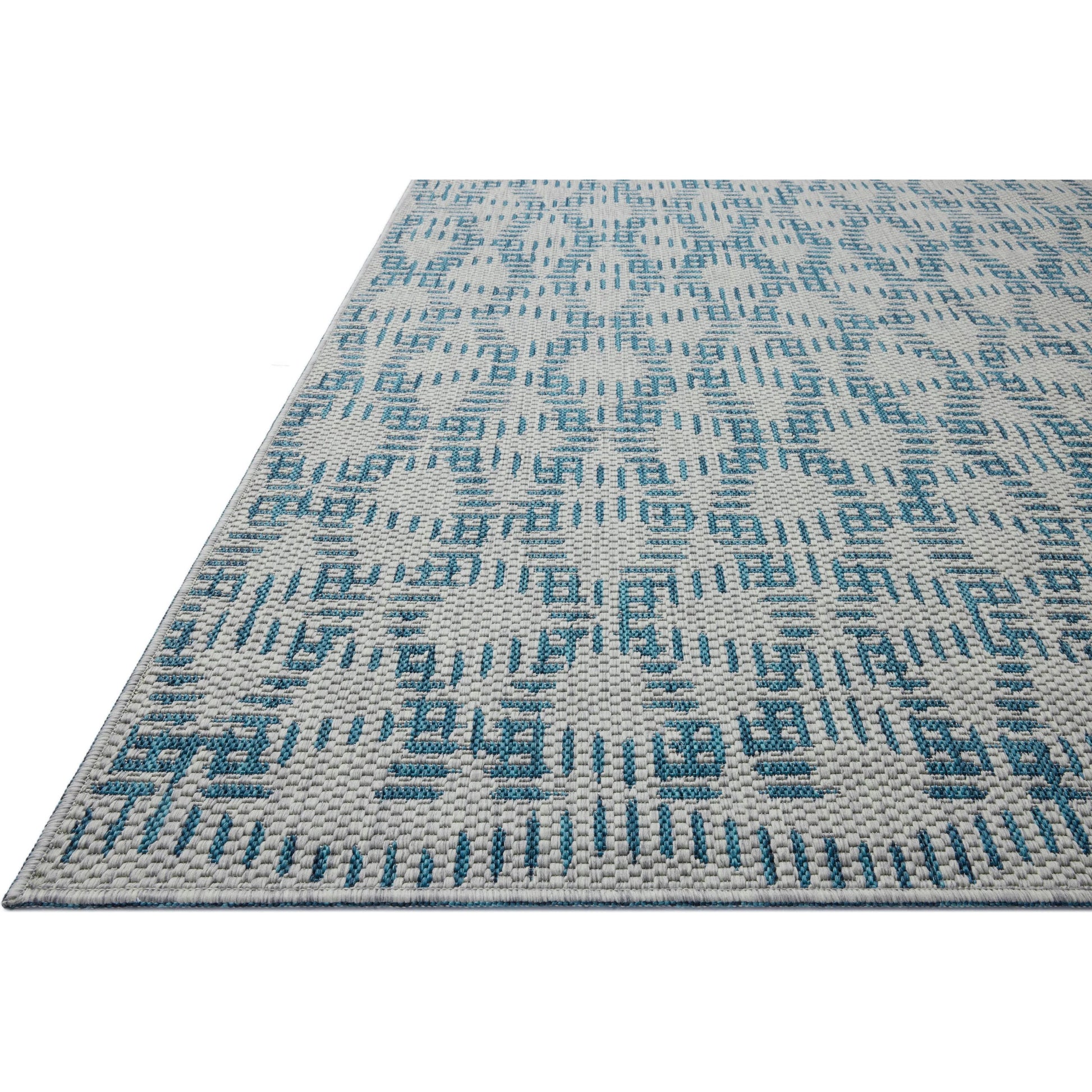 Easton ESN-10 Outdoor Rug by Loloi in fog, teal. Made from 100% polypropylene in a unique style.