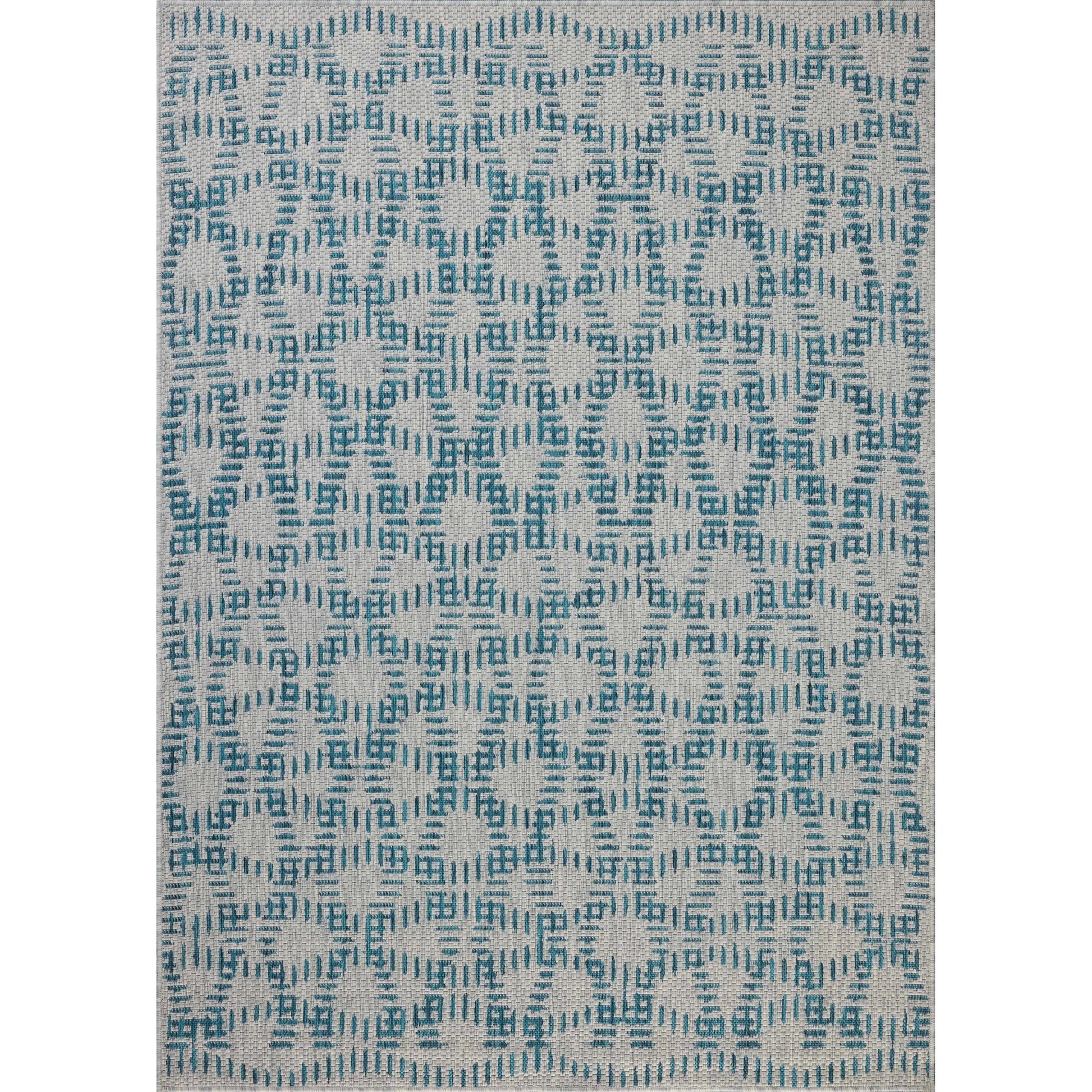Easton ESN-10 Outdoor Rug by Loloi in fog, teal. Made from 100% polypropylene in a unique style.