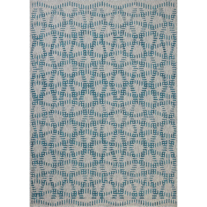 Easton ESN-10 Outdoor Rug by Loloi in fog, teal. Made from 100% polypropylene in a unique style.