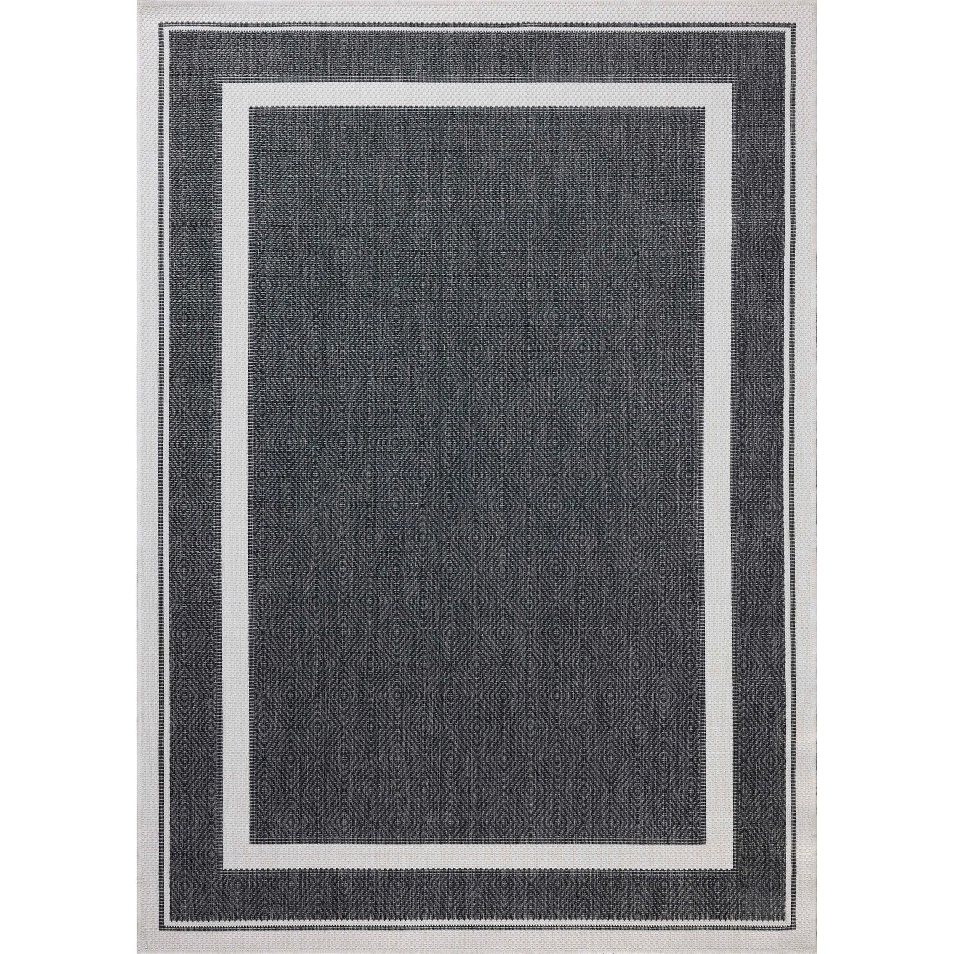 Easton ESN-11 Outdoor Rug by Loloi in onyx, ivory. Made from 100% polypropylene in a unique style.