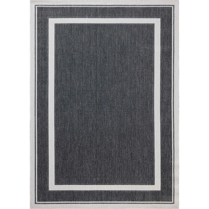 Easton ESN-11 Outdoor Rug by Loloi in onyx, ivory. Made from 100% polypropylene in a unique style.