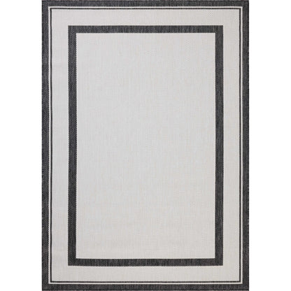 Easton ESN-11 Outdoor Rug by Loloi in onyx, ivory. Made from 100% polypropylene in a unique style.