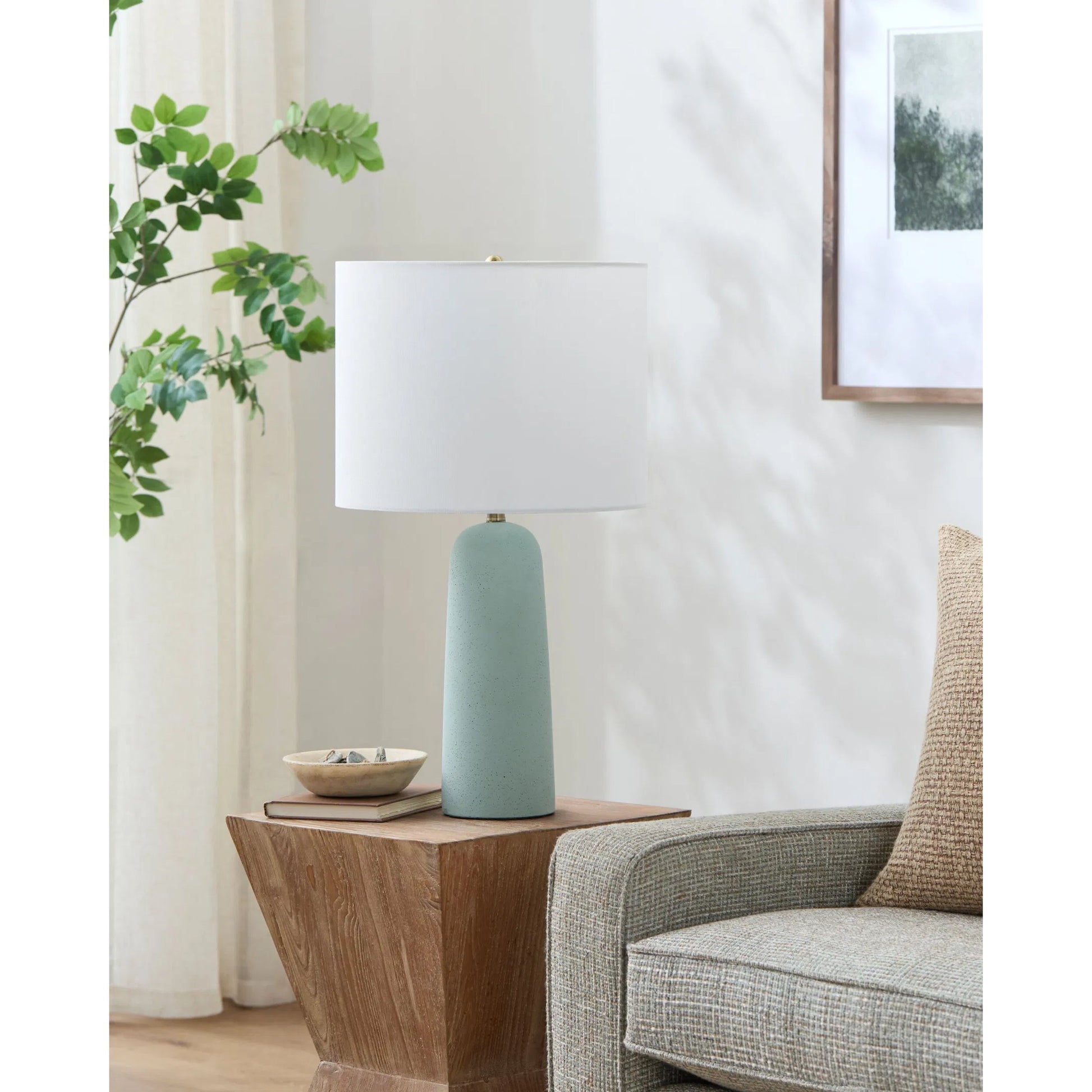 Etalle Accent Table Lamp by Livabliss in hand painted. Made from concrete, linen, polyester, iron in a modern style.