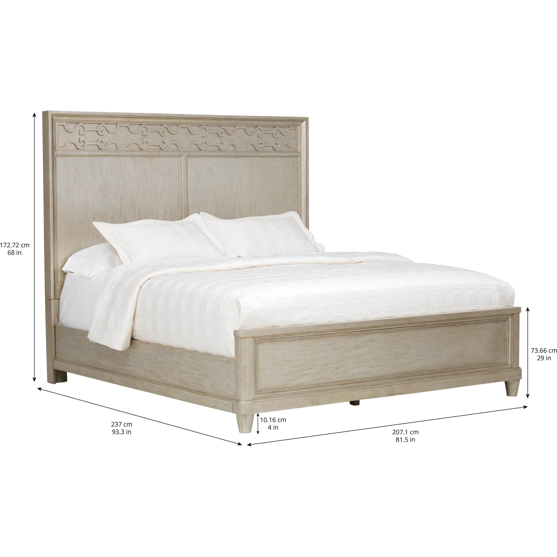 Morrissey Cashin Panel Bed by A.R.T. Furniture in silver and bezel. Made from parawood solids, primavera veneers in a transitional style.