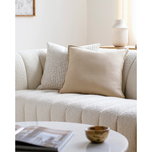 Ethel Pillow - 530464 by Surya in tan. Made from front: 45% cotton, 55% linen, back: 45% cotton in a modern style.