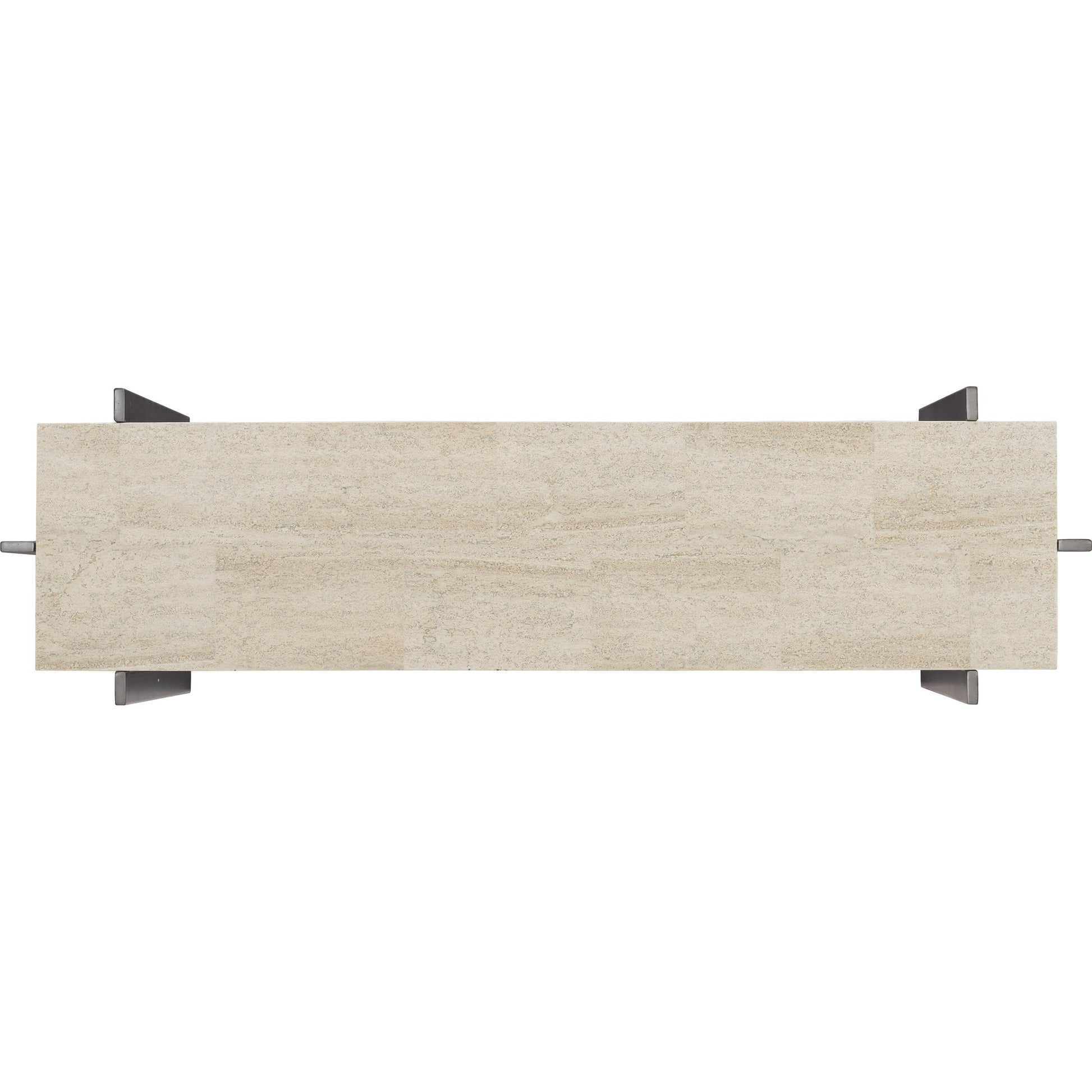 Commerce & Market Console Table by Hooker Furniture in gray. Made from white travertine stone, carbon steel in a transitional style.