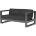 Redondo Outdoor Loveseat by Sunset West in grays. Made from aluminum in a modern style.