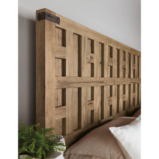 Vineyard Row Queen Panel Bed by Hooker Furniture in light wood and sonoma. Made from unique in a transitional style.