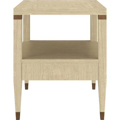 Eave Drawer End Table by A.R.T. Furniture in sundrenched oak. Made from parawood solids, white oak veneer in a transitional style.