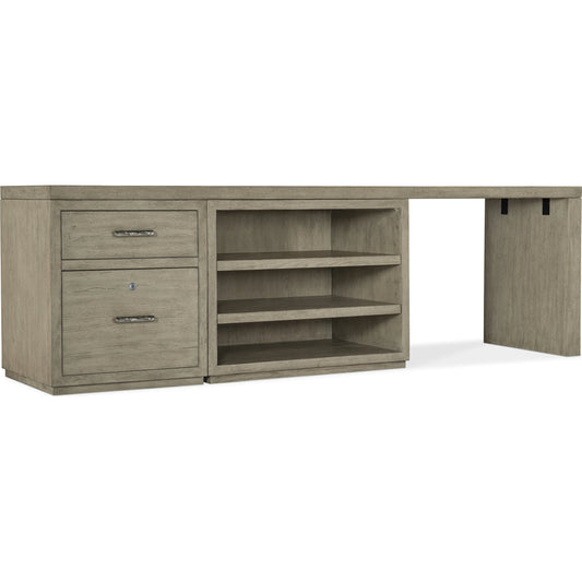 Linville Falls Desk - 96" Top-Small File-Open and Leg by Hooker Furniture in mink. Made from oak veneers in a modern style.