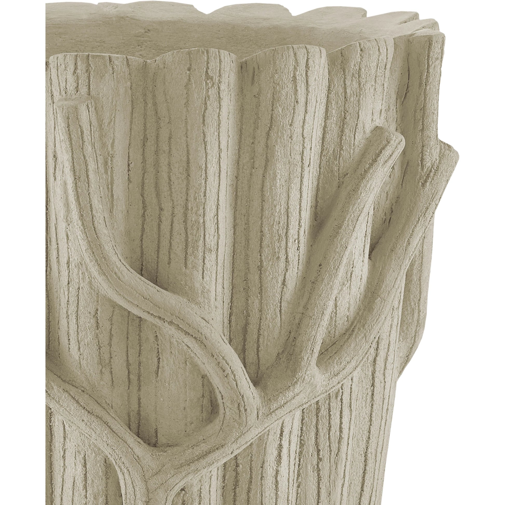 Faux Bois Planter by Currey and Company in portland, faux bois. Made from concrete, iron in a rustic style.