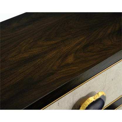 Palma Nightstand by John-Richard in black, walnut. Made from unique in a transitional style.