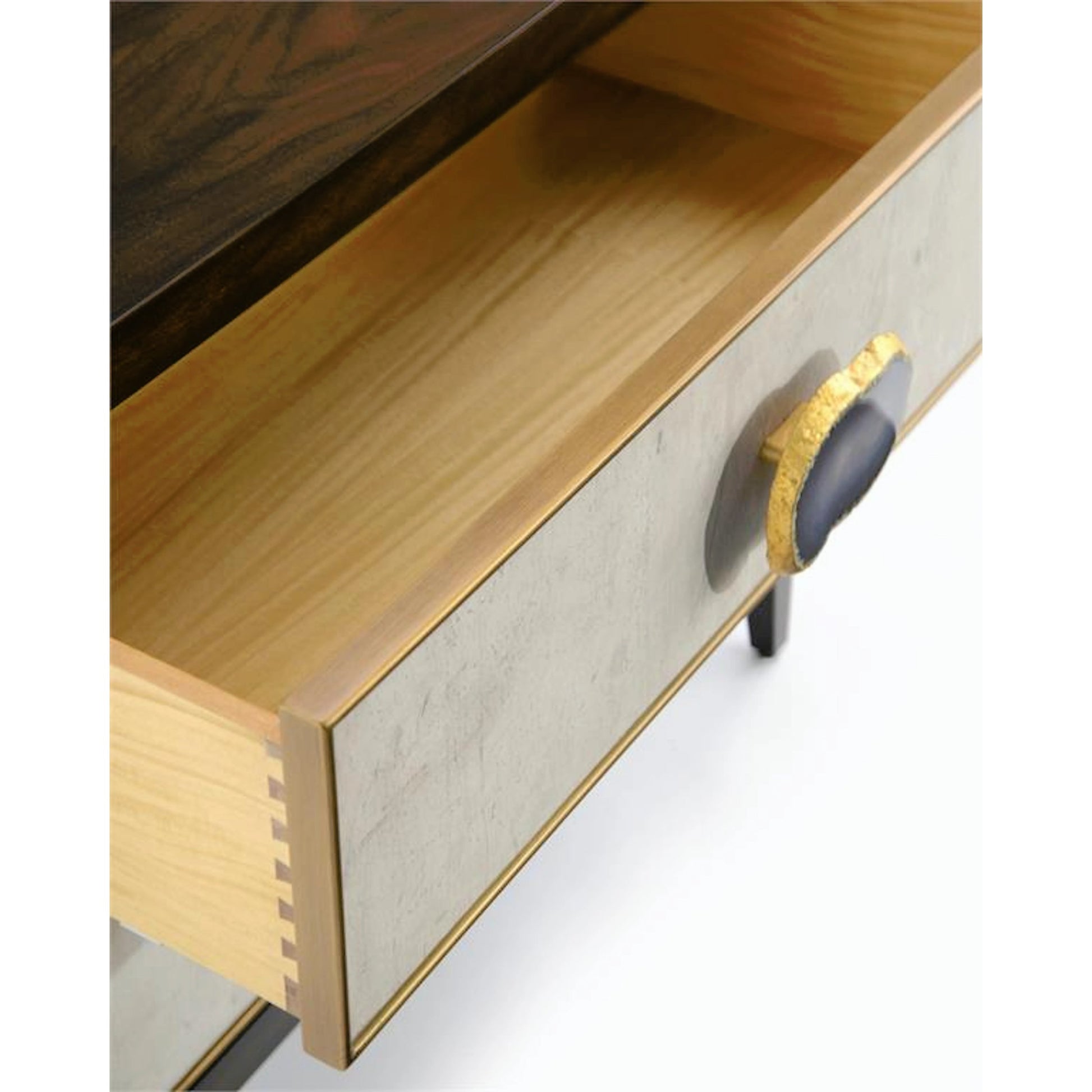 Palma Nightstand by John-Richard in black, walnut. Made from unique in a transitional style.