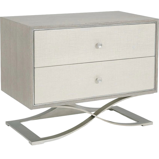 Lenosa Nightstand by John-Richard in gray, oak, silver, white. Made from steel in a transitional style.