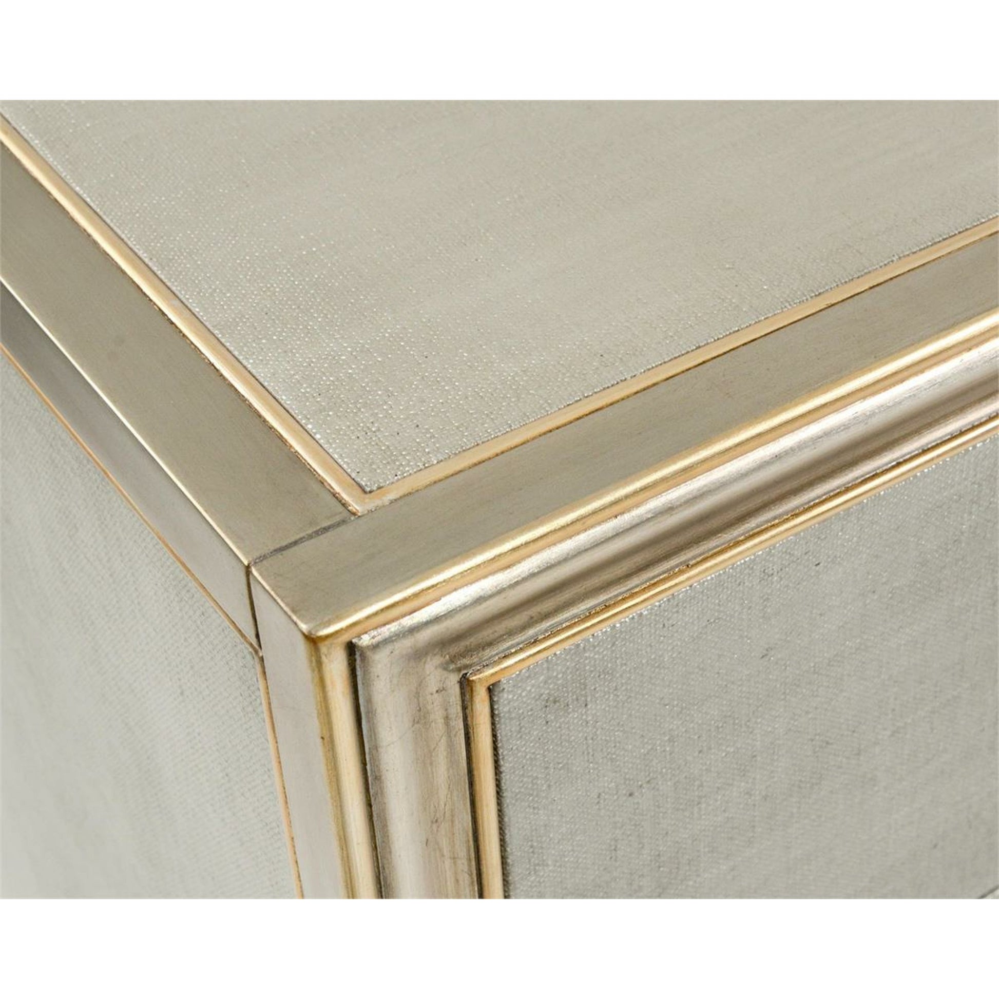 Cefalu Chest by John-Richard in champagne, pewter, silver. Made from metal in a transitional style.
