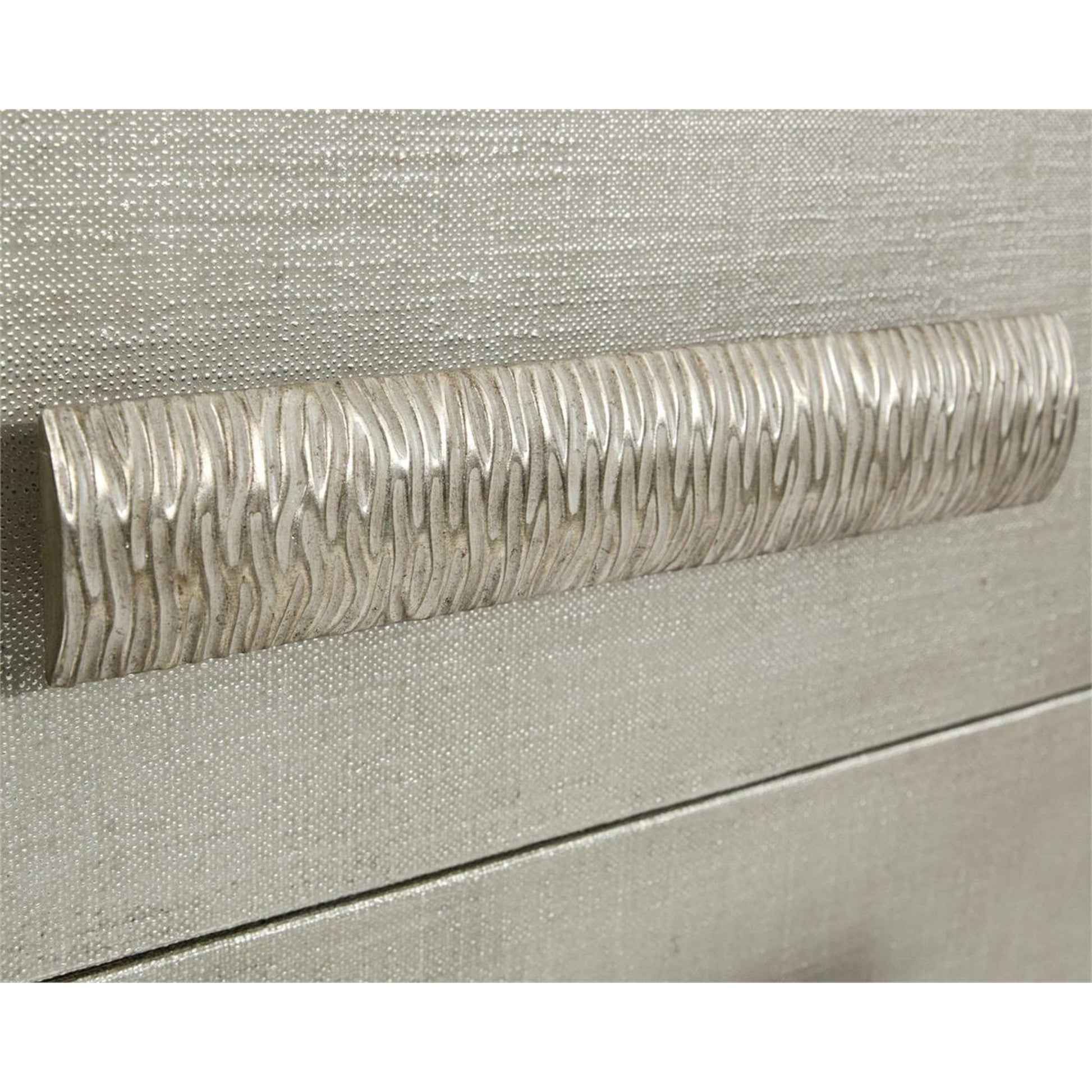 Cefalu Chest by John-Richard in champagne, pewter, silver. Made from metal in a transitional style.