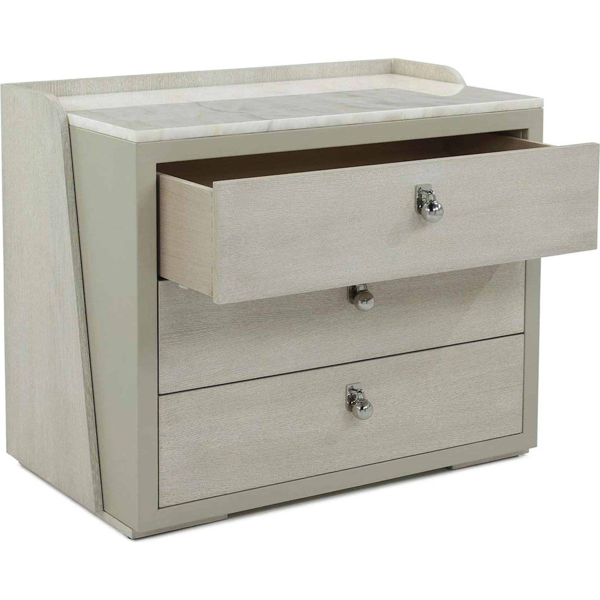 Metro Three-Drawer Nightstand by John-Richard in ivory. Made from unique in a modern style.
