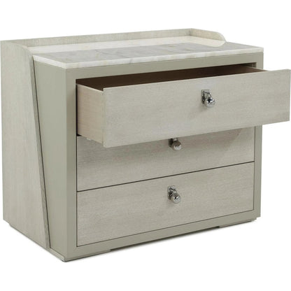 Metro Three-Drawer Nightstand by John-Richard in ivory. Made from unique in a modern style.