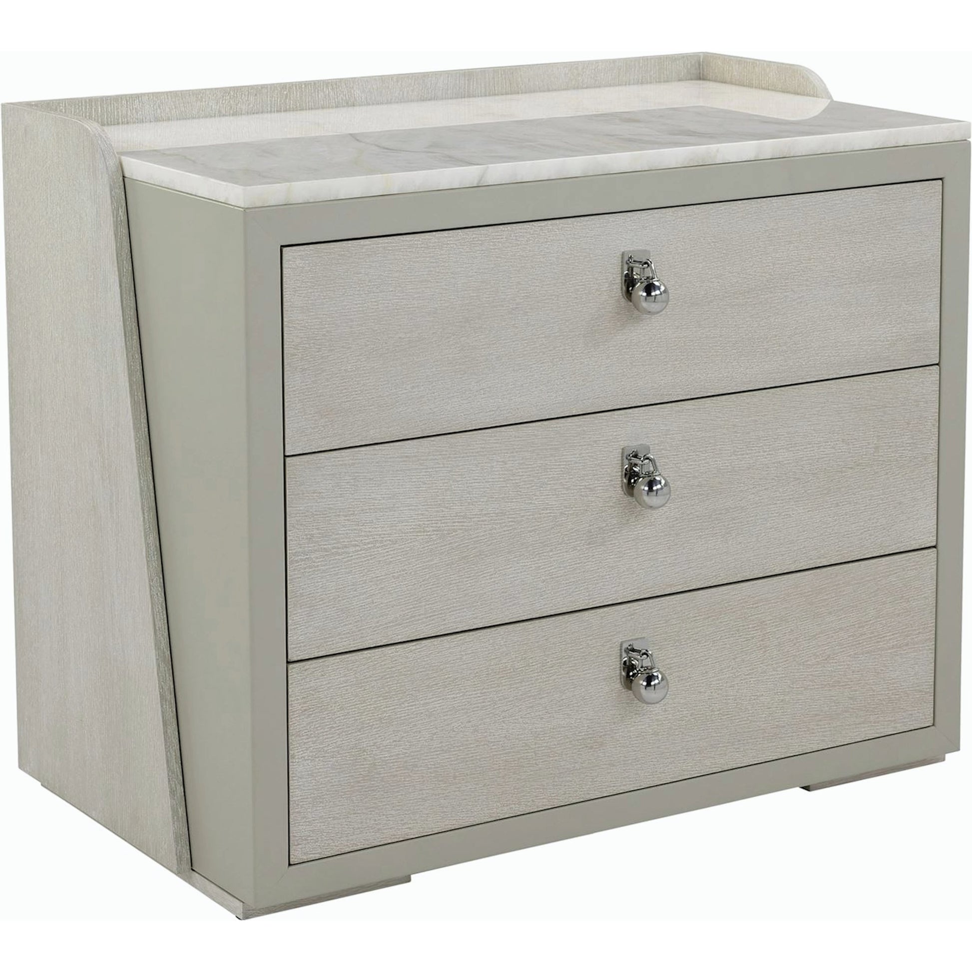 Metro Three-Drawer Nightstand by John-Richard in ivory. Made from unique in a modern style.