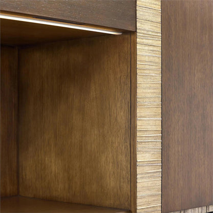 Elwood Nightstand by John-Richard in black and english oak, valyrian gold. Made from beech wood, oak wood in a transitional style.