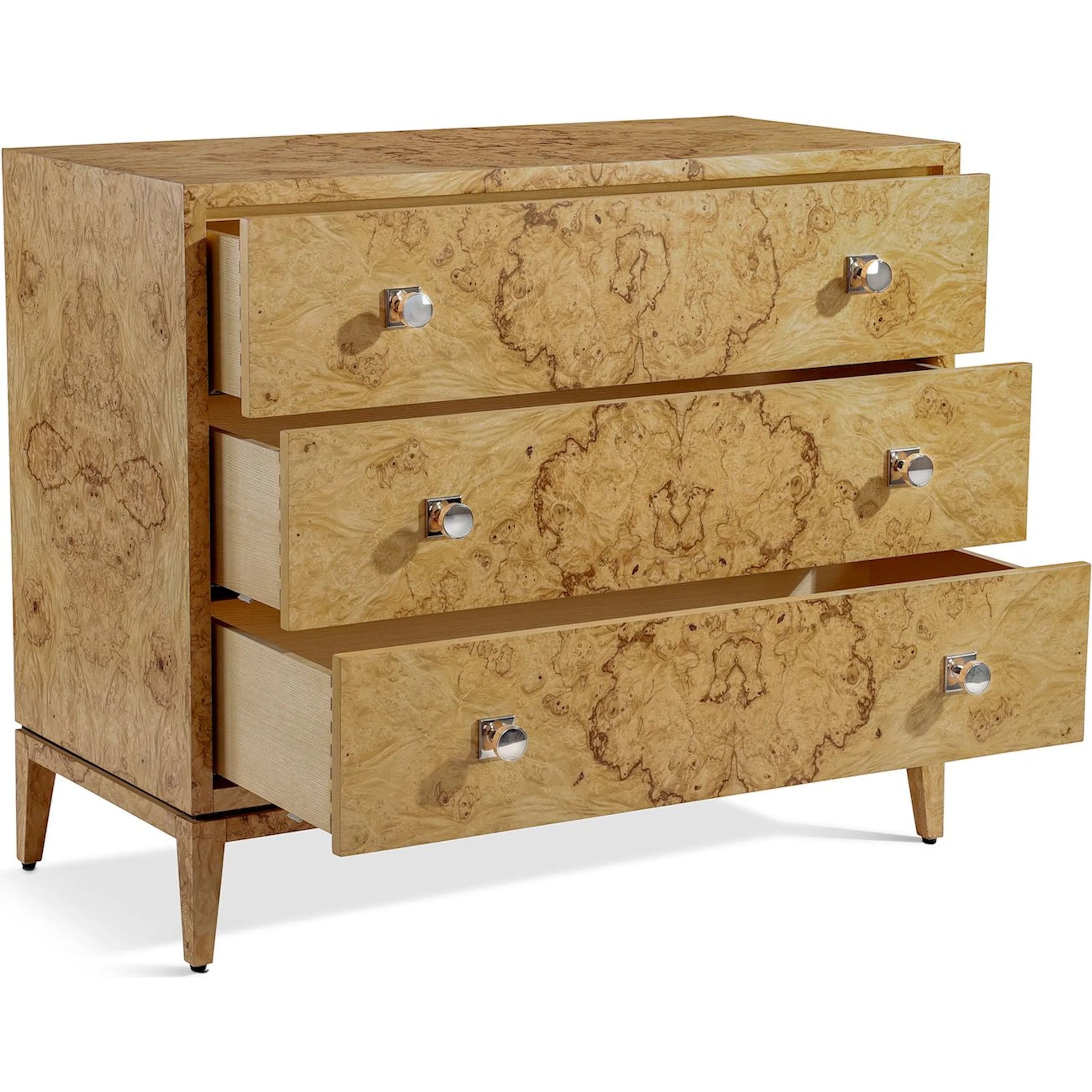 Olea Three-Drawer Chest by John-Richard in caramel and natural olive ash. Made from unique in a traditional style.