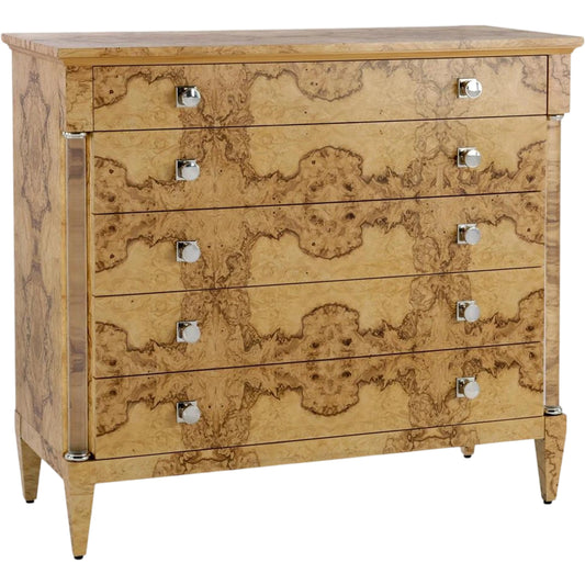 Olea Five-Drawer Chest by John-Richard in natural olive ash. Made from unique in a unique style.
