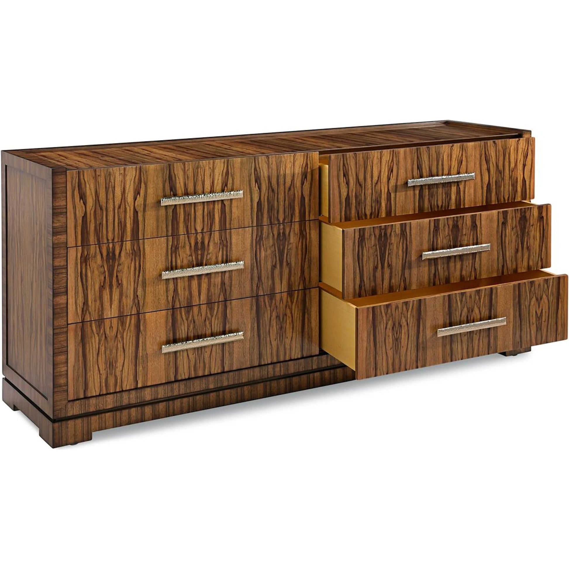 Borneo Six-Drawer Chest by John-Richard in black and white brass. Made from ofram, steel in a traditional style.