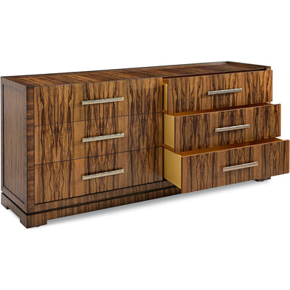 Borneo Six-Drawer Chest by John-Richard in black and white brass. Made from ofram, steel in a traditional style.