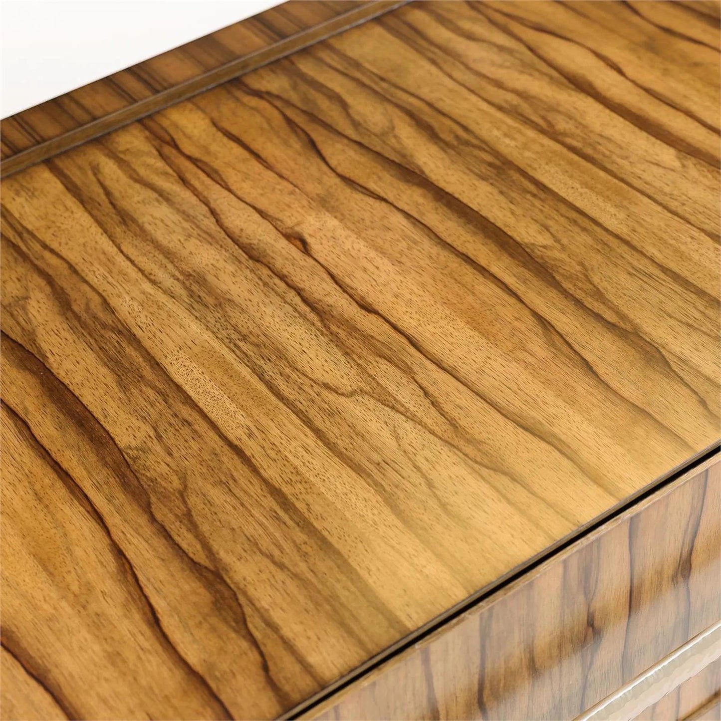 003 SI-2373000 | Closeup | Borneo Six-Drawer Chest by John-Richard in black and white brass. Made from ofram, steel in a traditional style.