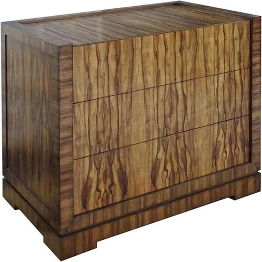 Borneo Three-Drawer Nightstand by John-Richard in natural, brown and white brass. Made from ofram, steel in a unique style.