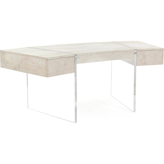 Loftus Side Drawer Curved Desk by John-Richard in tiza gesso. Made from unique in a modern style.