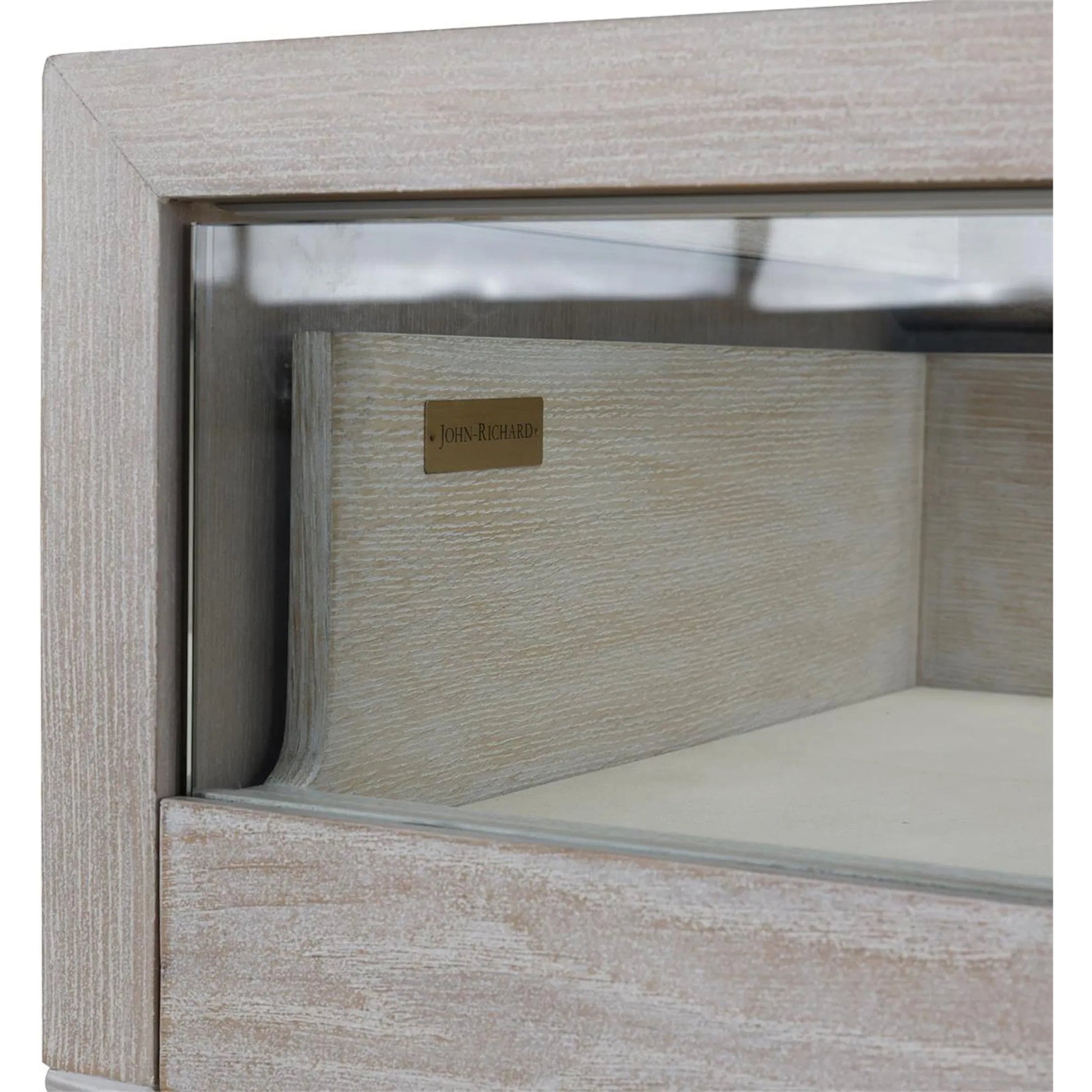Galicia Two-Drawer Lighted Console Table by John-Richard in ivory. Made from unique in a unique style.