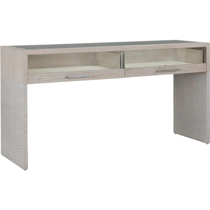 Galicia Two-Drawer Lighted Console Table by John-Richard in ivory. Made from unique in a unique style.