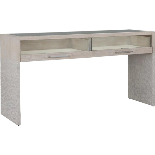 Galicia Two-Drawer Lighted Console Table by John-Richard in ivory. Made from unique in a unique style.