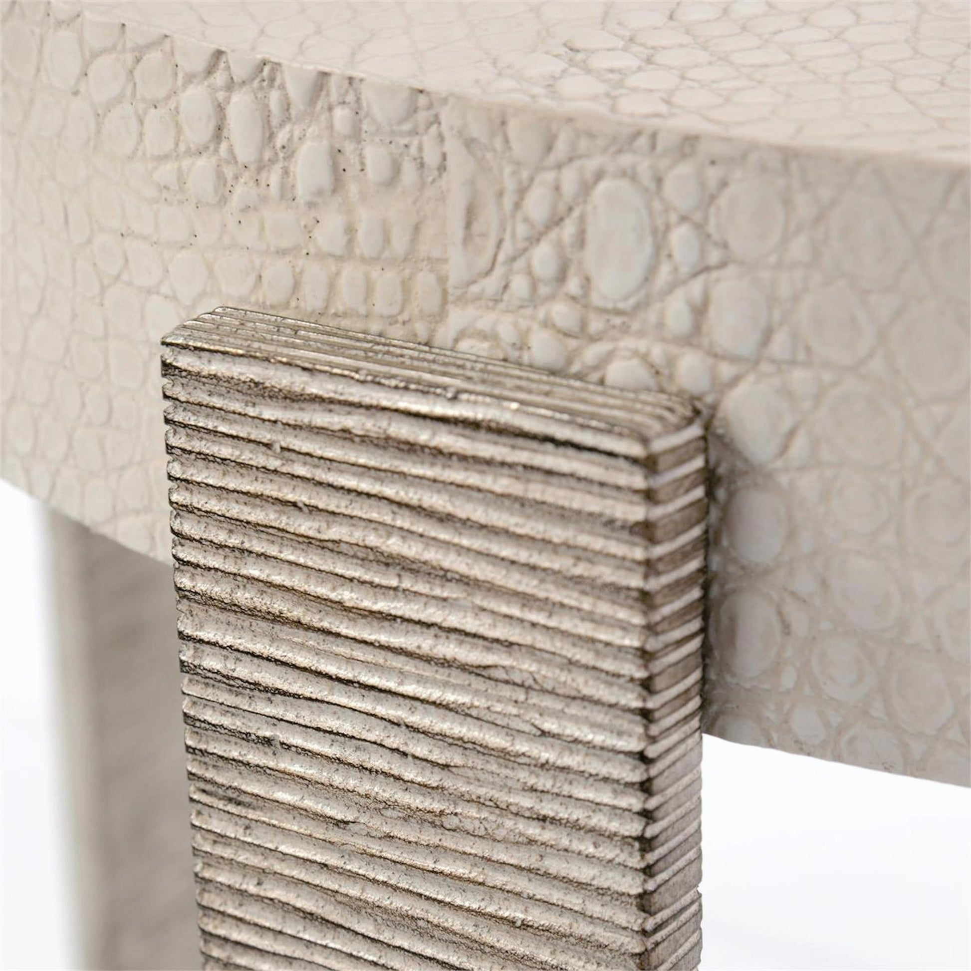 Kano Side Table by John-Richard in cream, silver, white. Made from unique in a modern style.