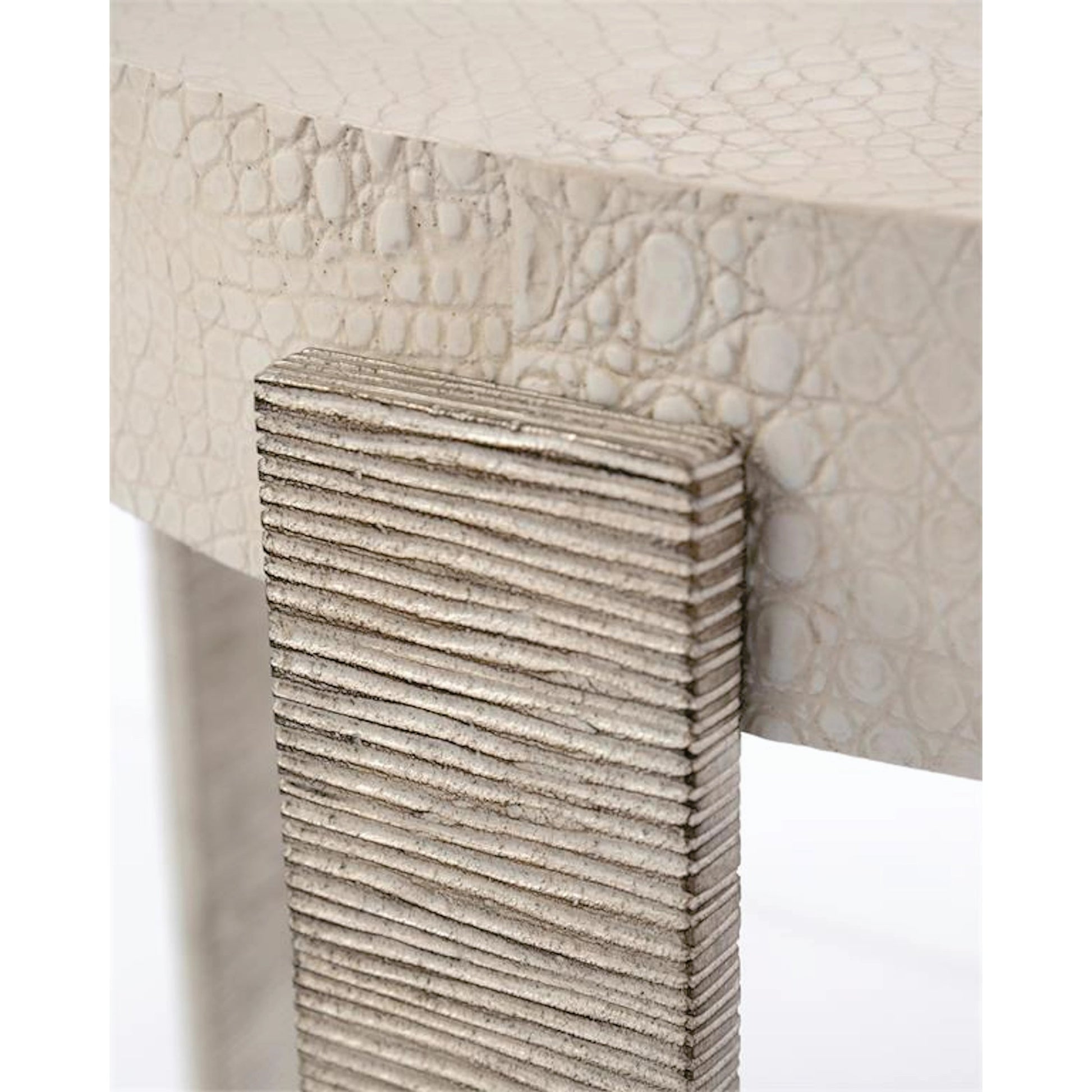 Kano Side Table by John-Richard in cream, silver, white. Made from unique in a modern style.