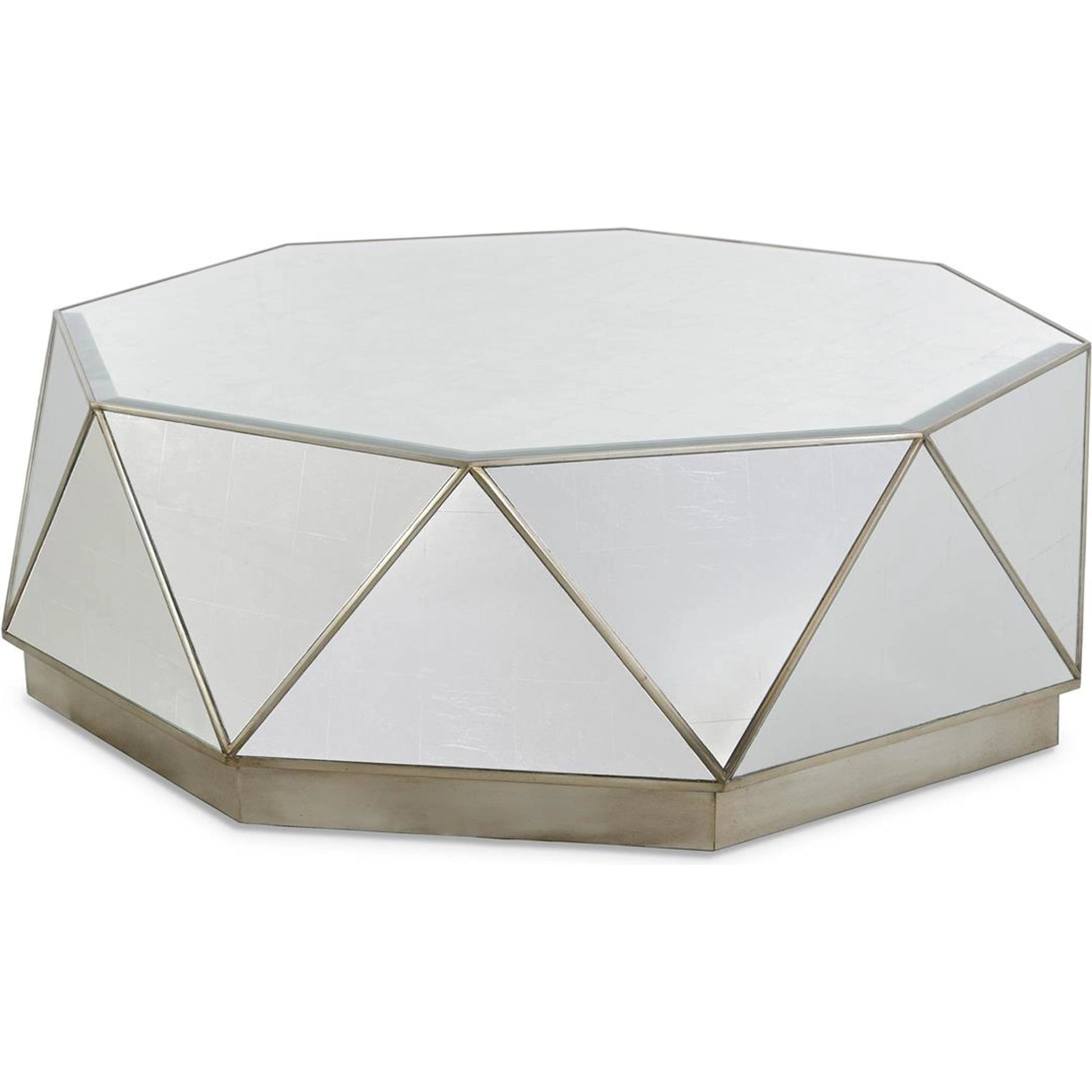 Radiant Cocktail Table by John-Richard in burnished silver leaf. Made from unique in a modern style.