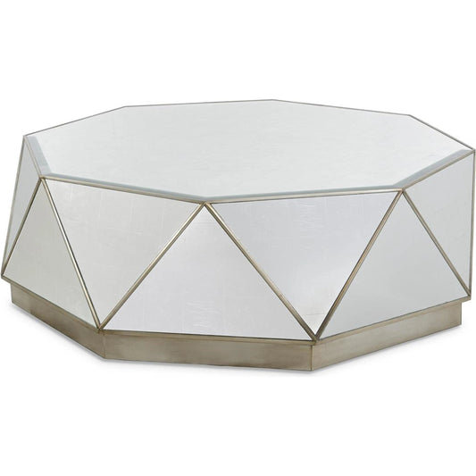 Radiant Cocktail Table by John-Richard in burnished silver leaf. Made from unique in a modern style.