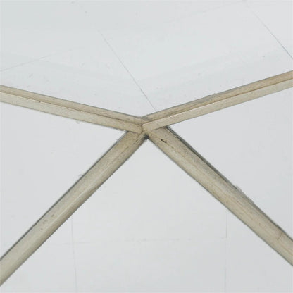 Radiant Cocktail Table by John-Richard in burnished silver leaf. Made from unique in a modern style.