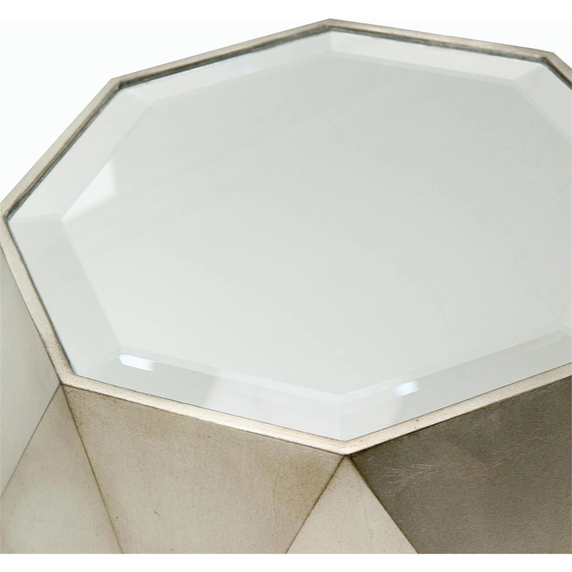 Radiant Accent Table by John-Richard in burnished silver leaf. Made from unique in a modern style.