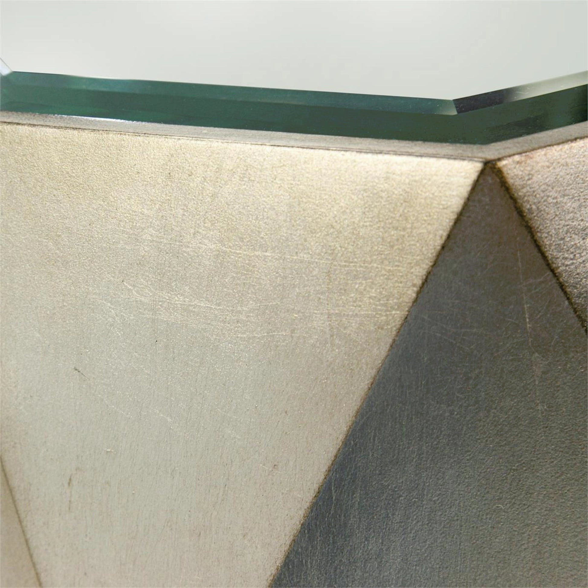 Radiant Accent Table by John-Richard in burnished silver leaf. Made from unique in a modern style.