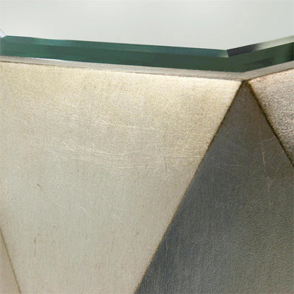 Radiant Accent Table by John-Richard in burnished silver leaf. Made from unique in a modern style.